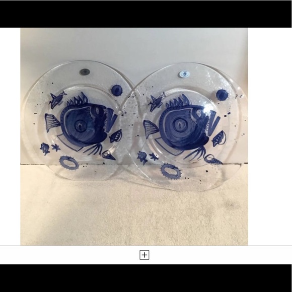 ‼️SORRY PRICE IS FIRM‼️🐟🐠GLITZER GERMAN HAND PAINTED GLASS PLATES🐠🐟 - Picture 2 of 4